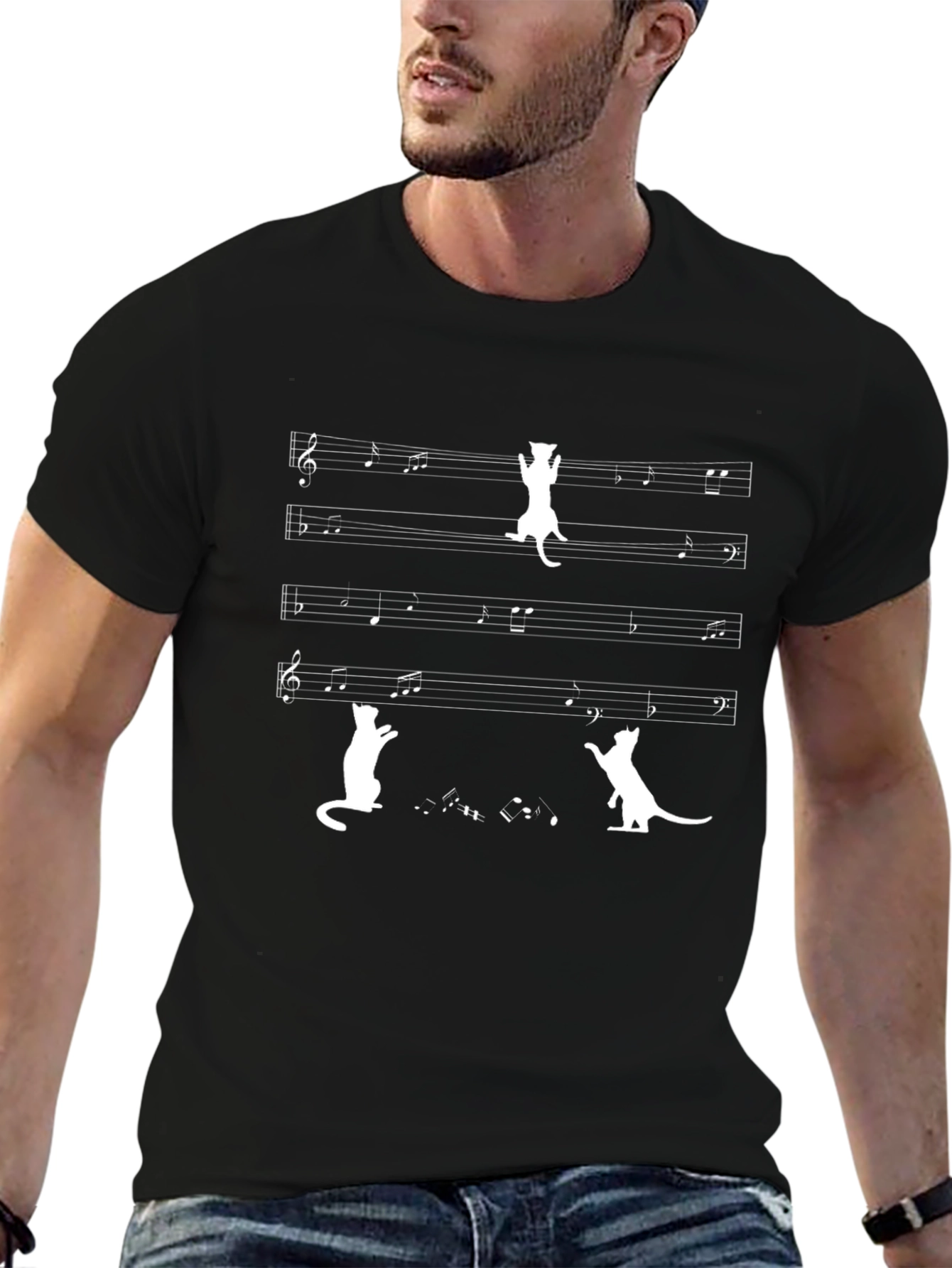 Musical Cat T-Shirt: Whimsical Music Lover Tee