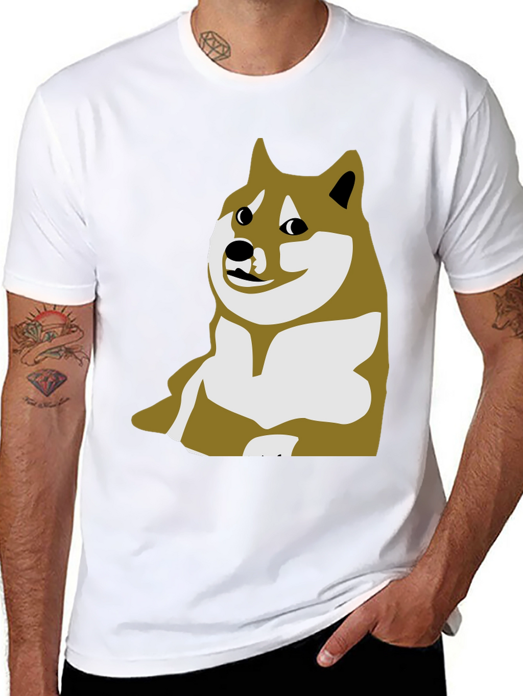 Doge Meme Graphic Tee - Black Crew Neck T-Shirt