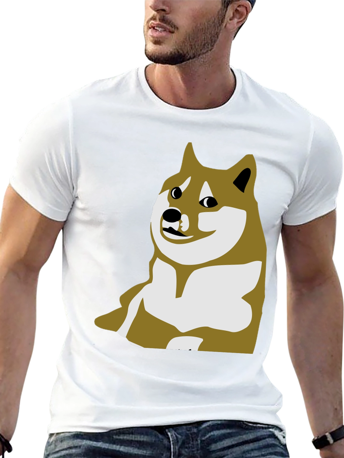Doge Meme Graphic Tee - Black Crew Neck T-Shirt