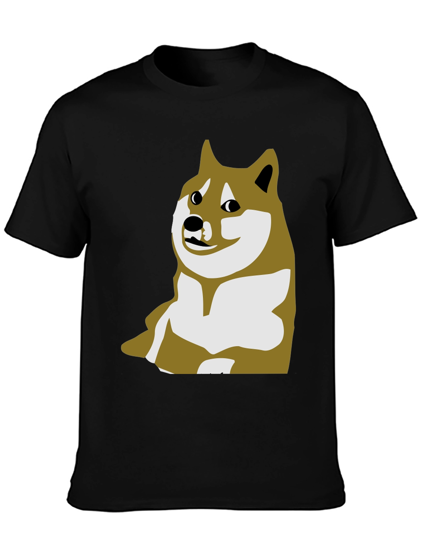 Doge Meme Graphic Tee - Black Crew Neck T-Shirt