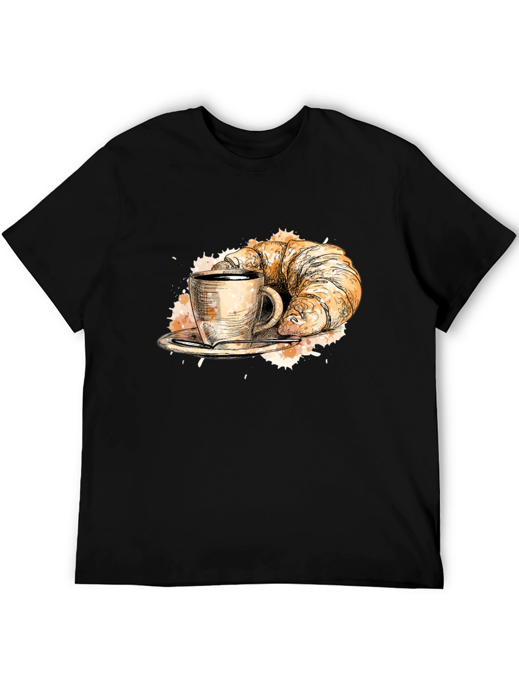Coffee & Croissant Black Graphic Tee