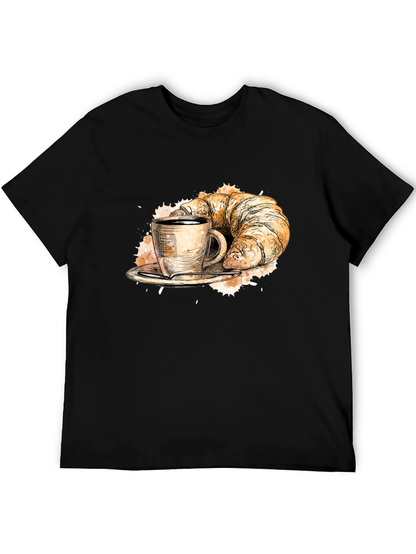 Coffee & Croissant Black Graphic Tee