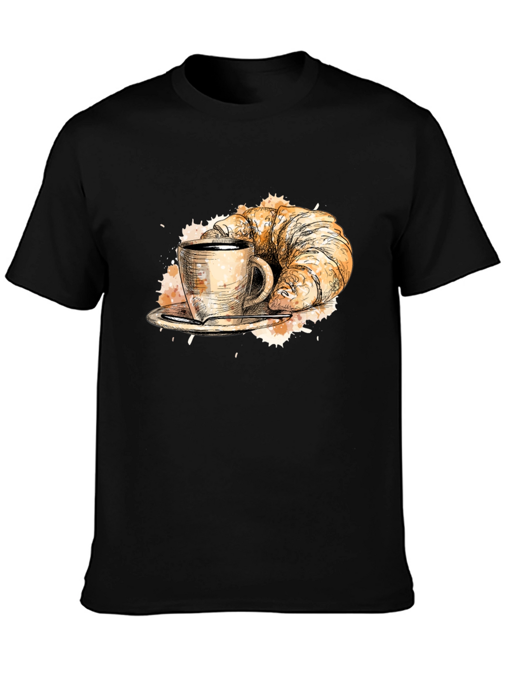 Coffee & Croissant Black Graphic Tee