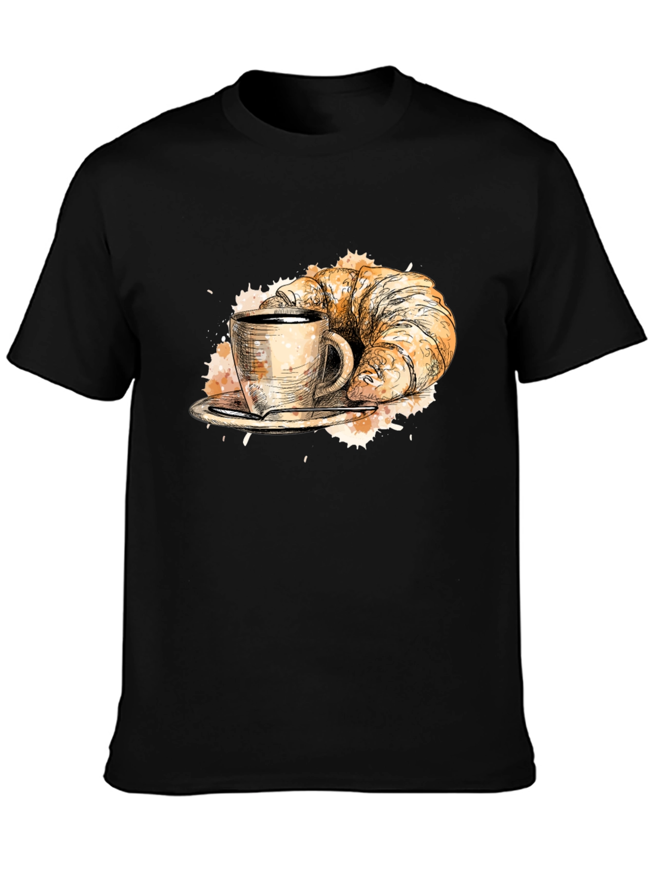 Coffee & Croissant Black Graphic Tee