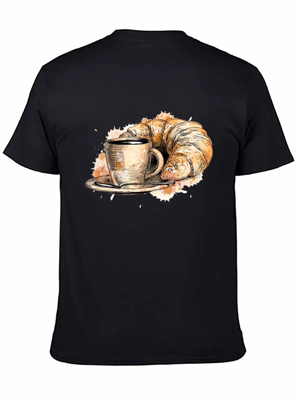 Coffee & Croissant Black Graphic Tee