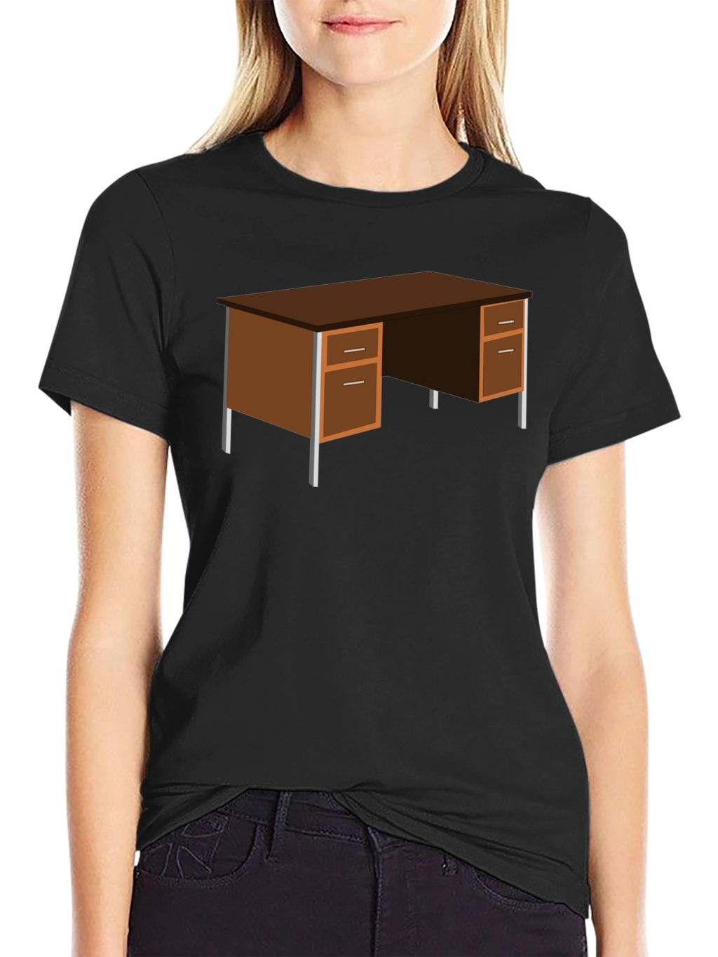 Office Desk Graphic T-Shirt - Black
