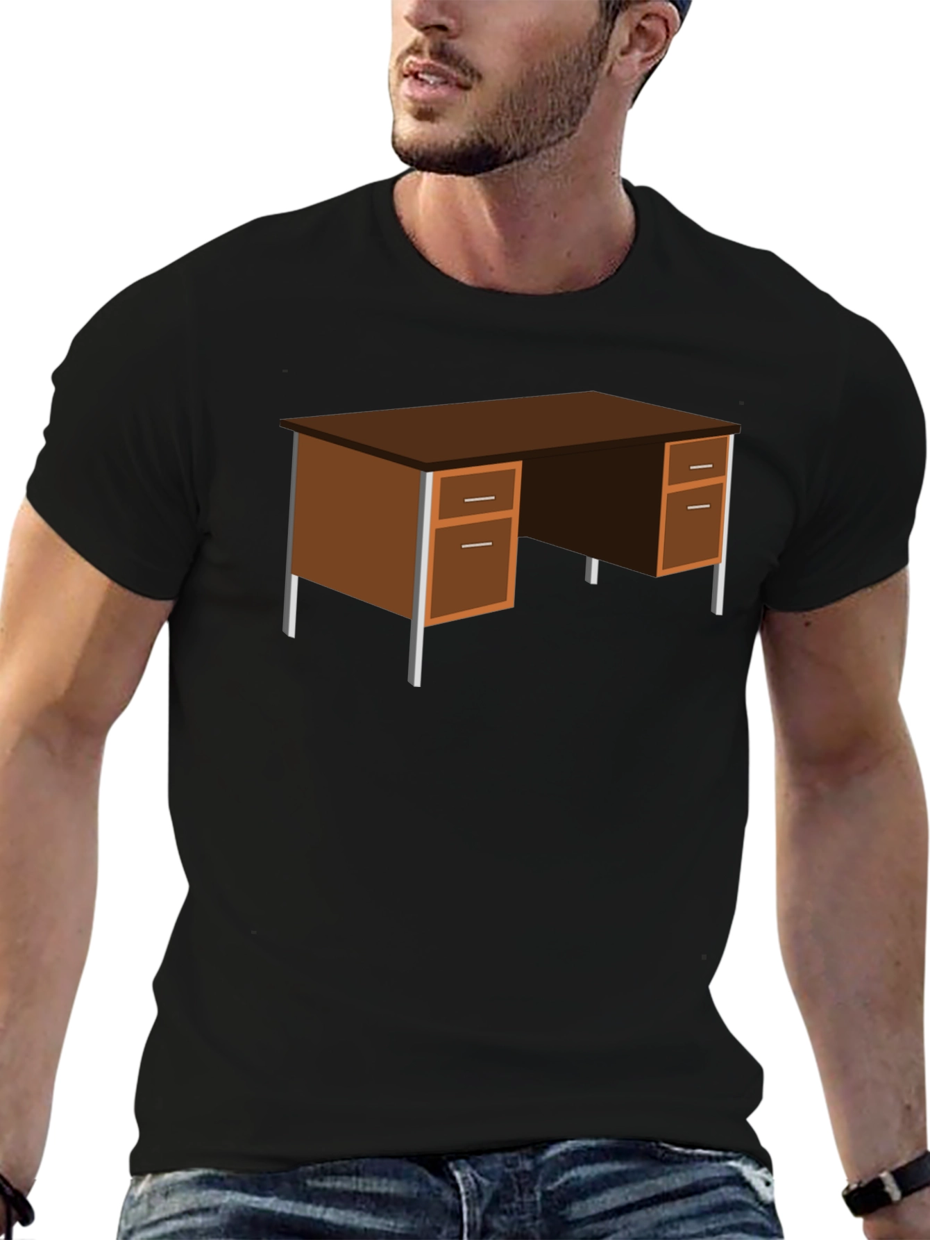 Office Desk Graphic T-Shirt - Black