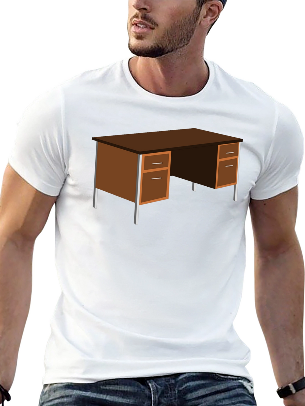 Office Desk Graphic T-Shirt - Black