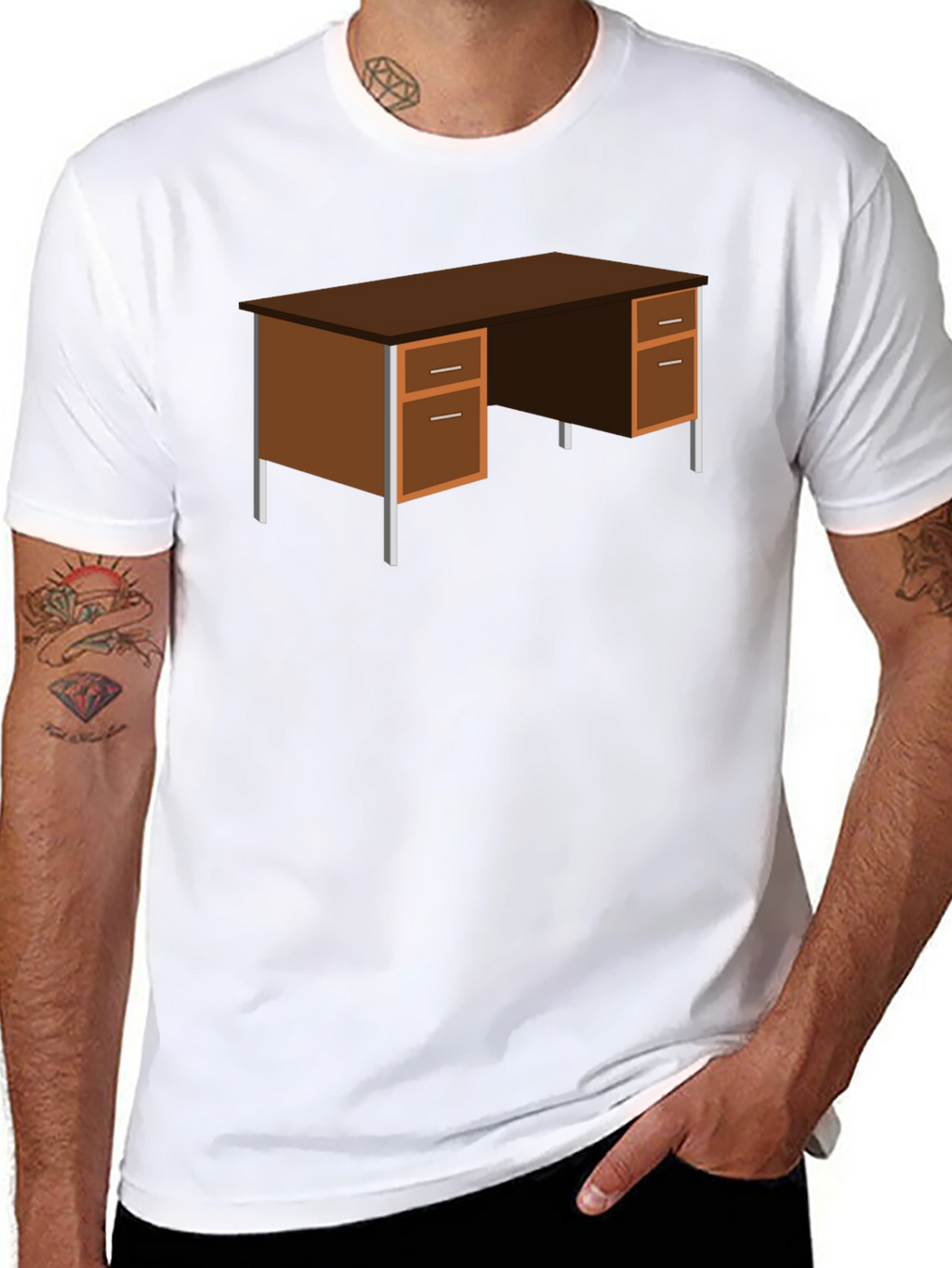 Office Desk Graphic T-Shirt - Black