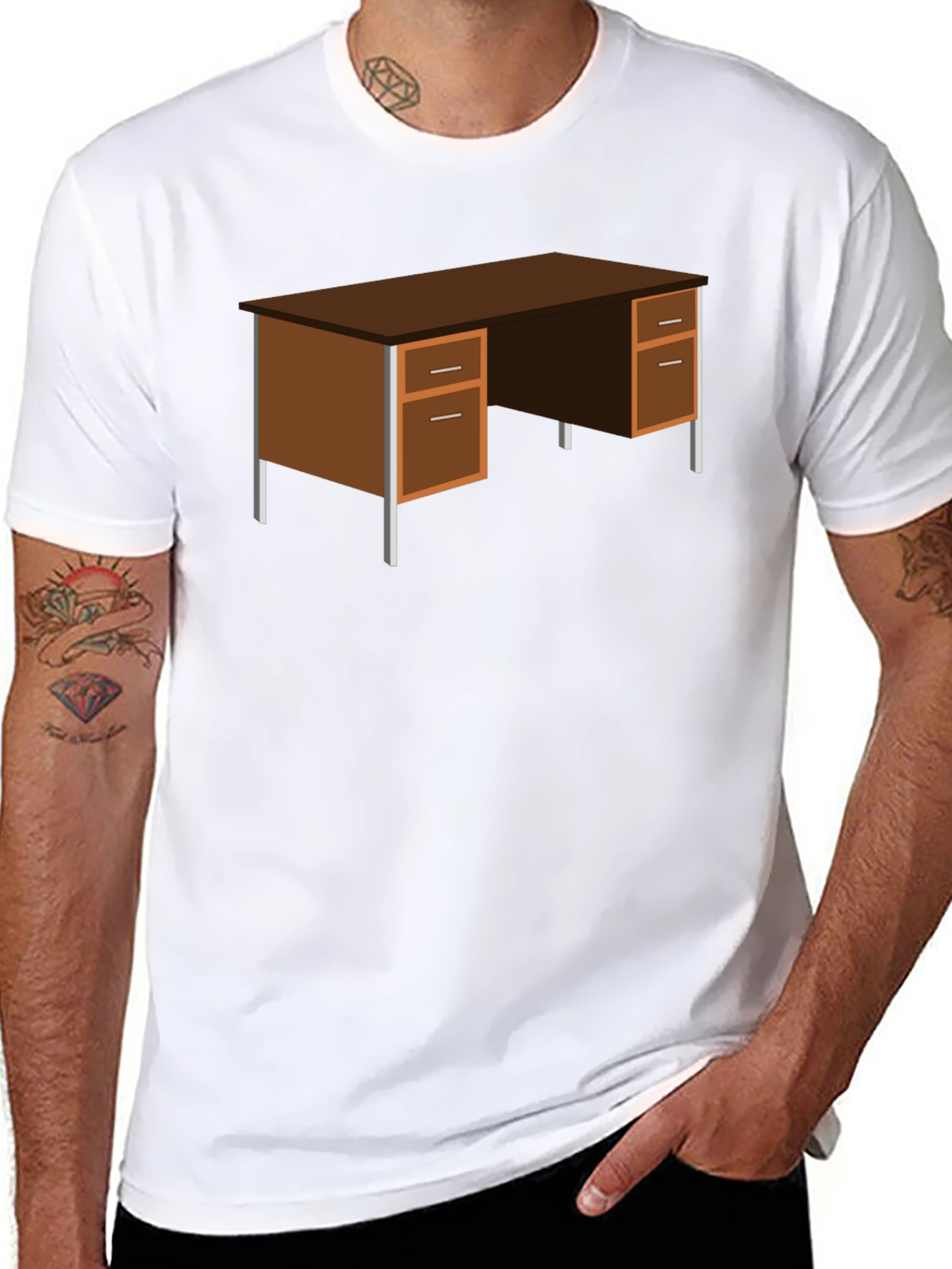 Office Desk Graphic T-Shirt - Black