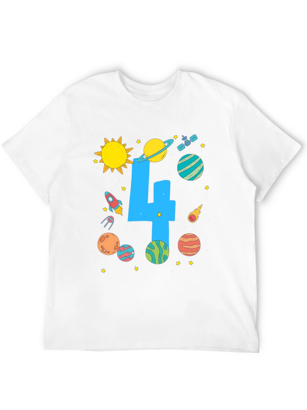 Kids 4th Birthday Space T-Shirt