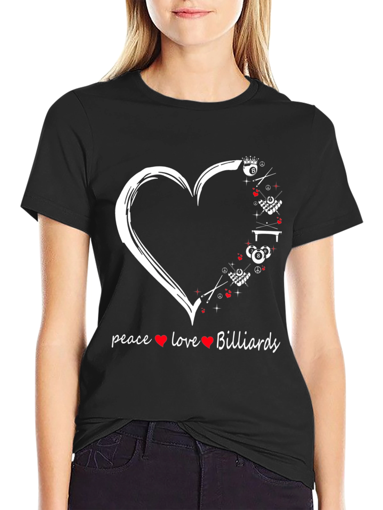 Peace Love Billiards T-Shirt - Pool Player Gift