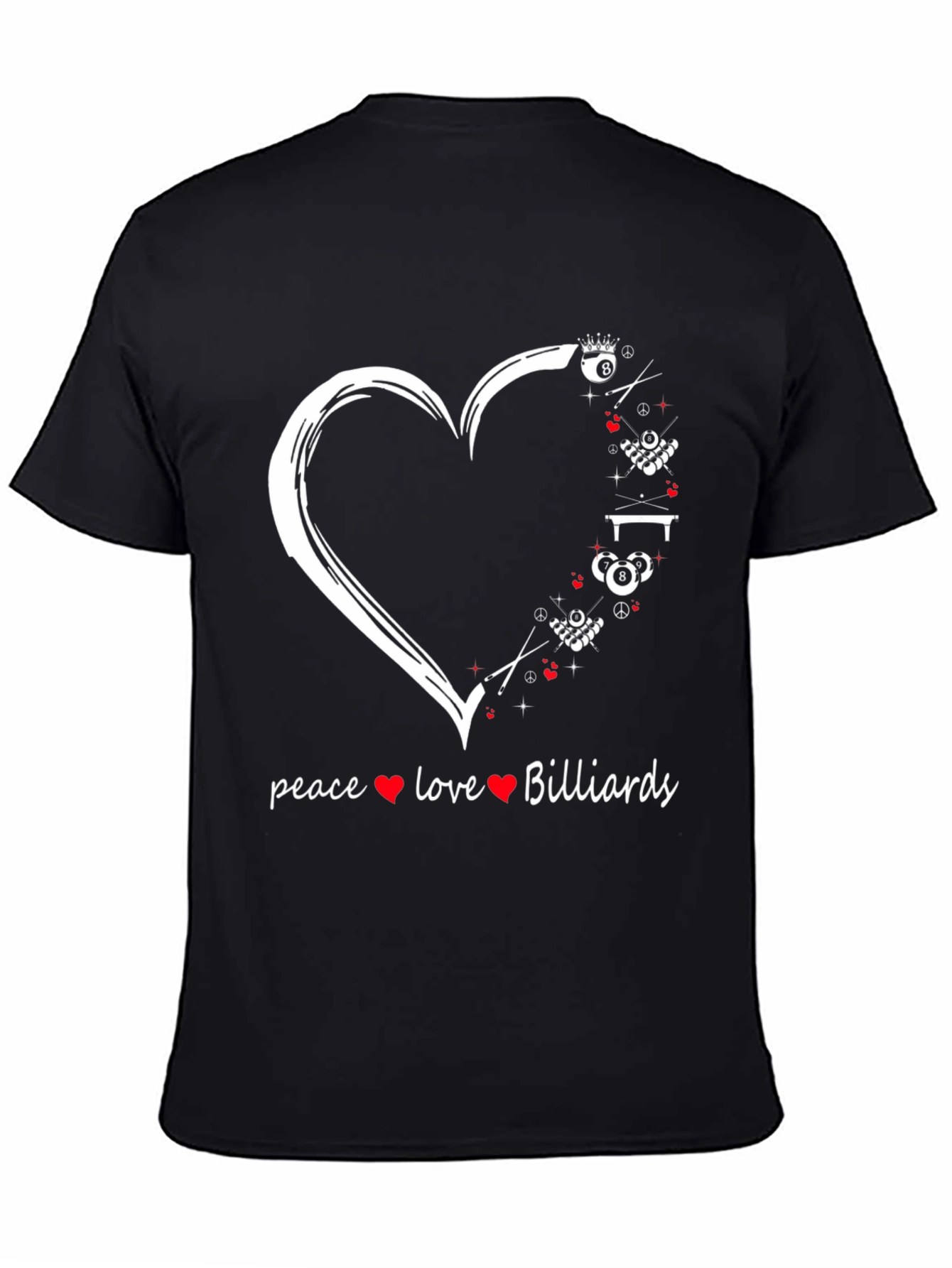 Peace Love Billiards T-Shirt - Pool Player Gift