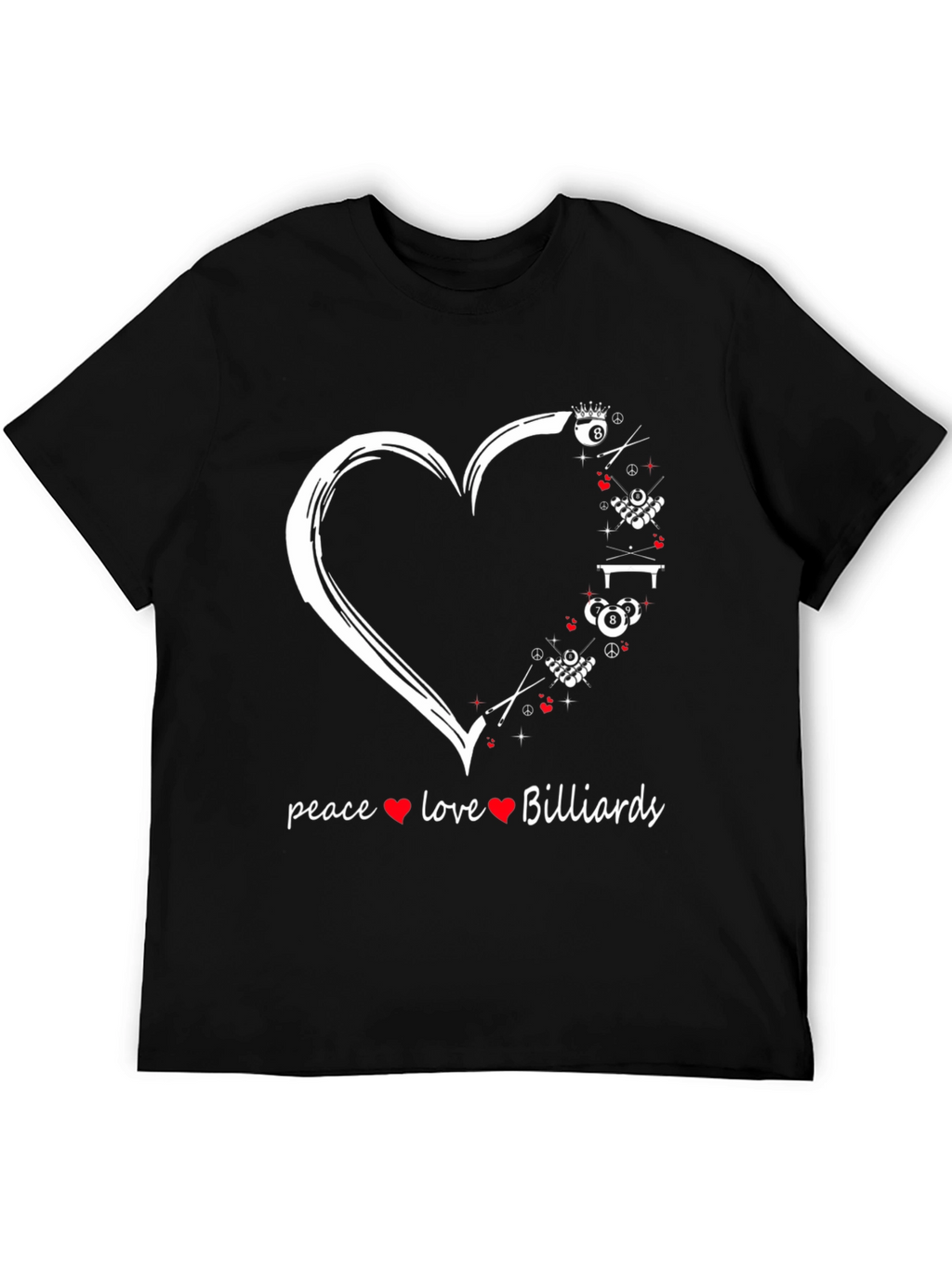 Peace Love Billiards T-Shirt - Pool Player Gift