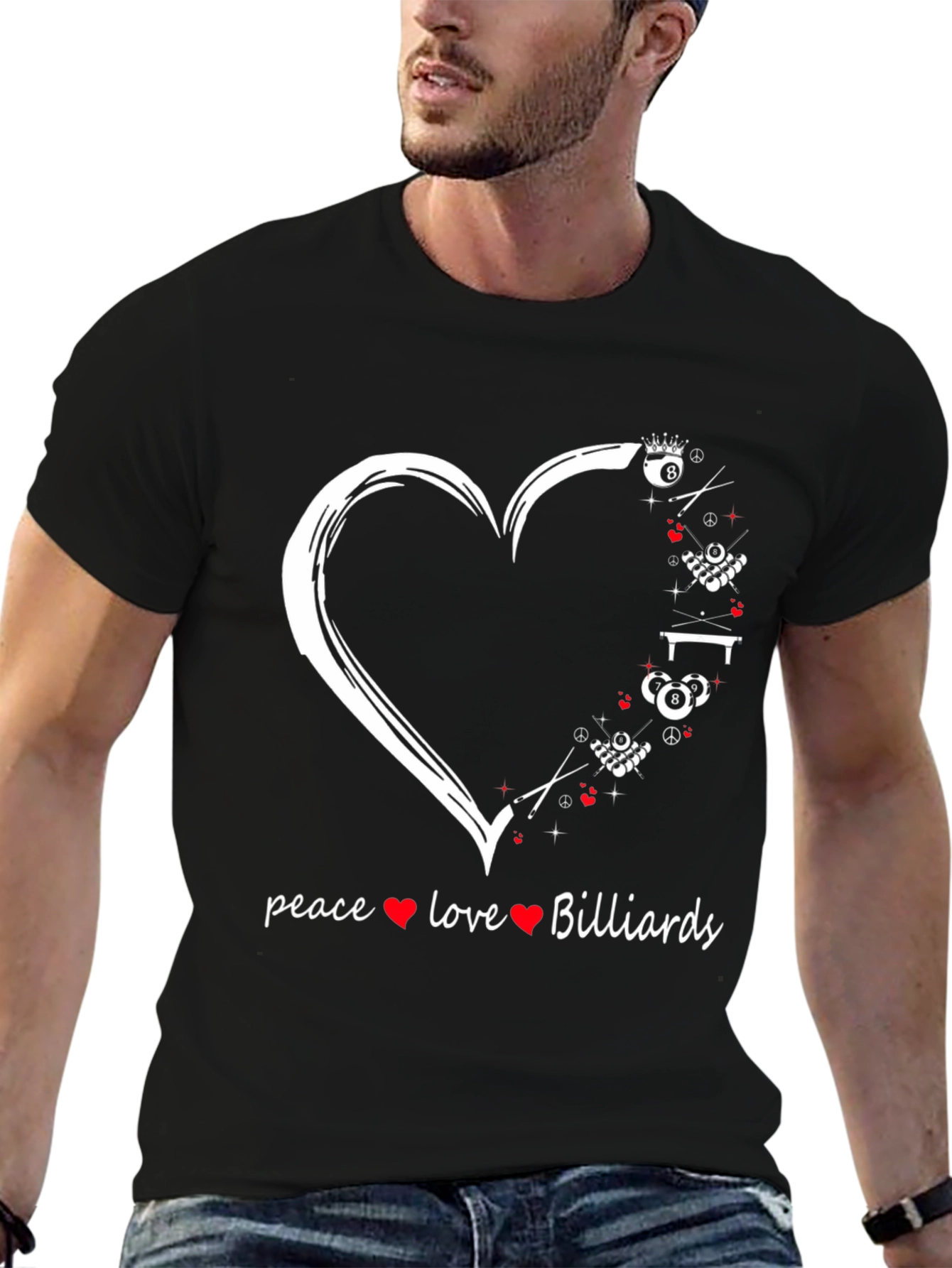 Peace Love Billiards T-Shirt - Pool Player Gift