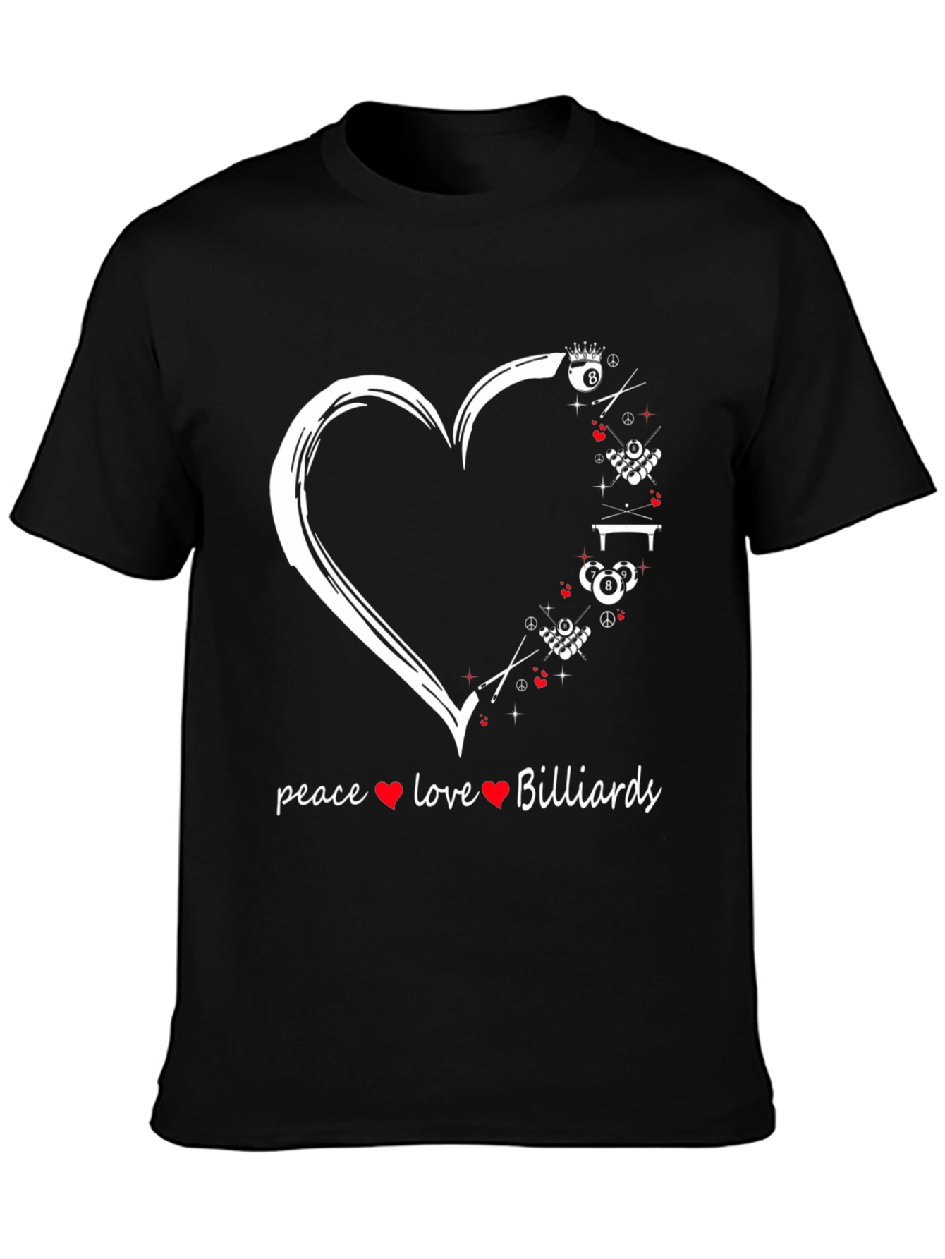 Peace Love Billiards T-Shirt - Pool Player Gift
