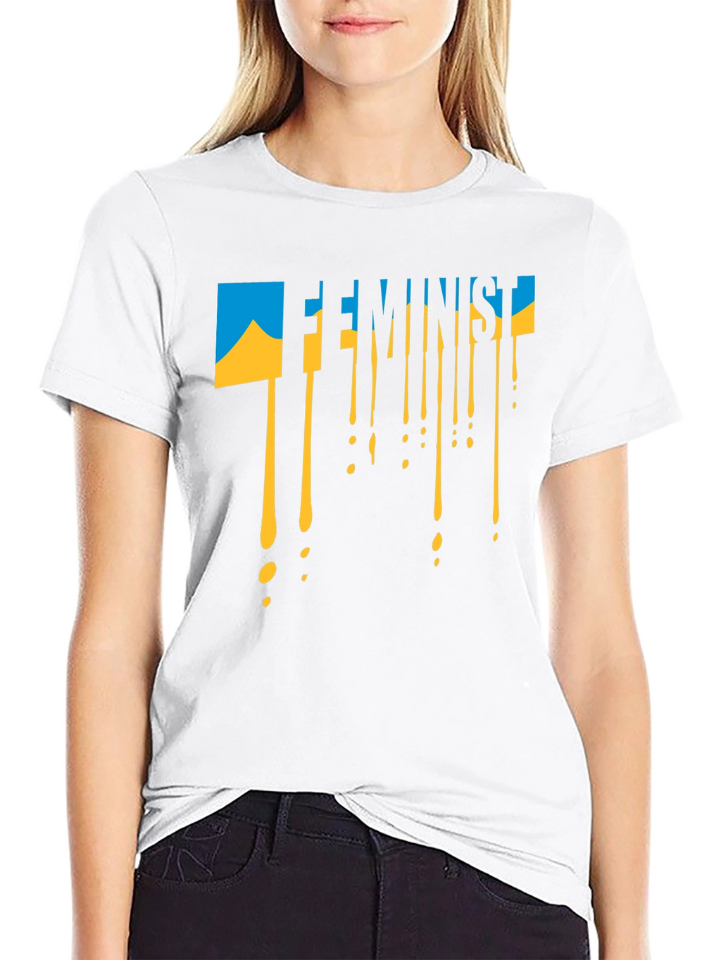 Feminist Ukraine Flag Drip T-Shirt