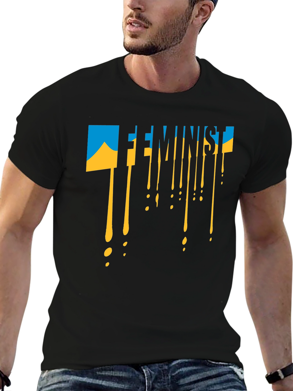 Feminist Ukraine Flag Drip T-Shirt