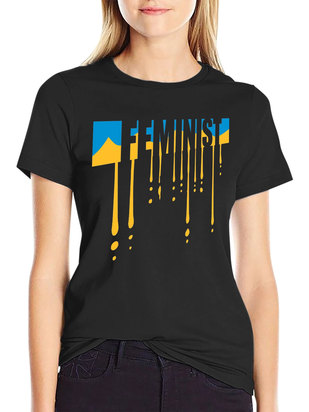 Feminist Ukraine Flag Drip T-Shirt