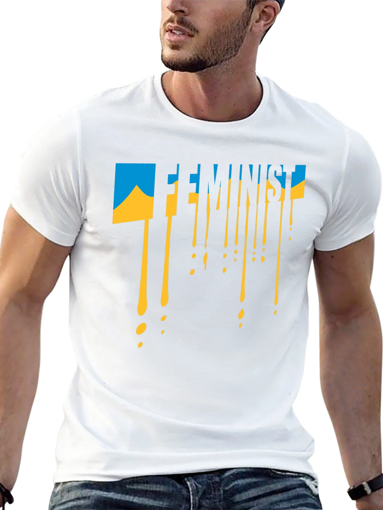 Feminist Ukraine Flag Drip T-Shirt