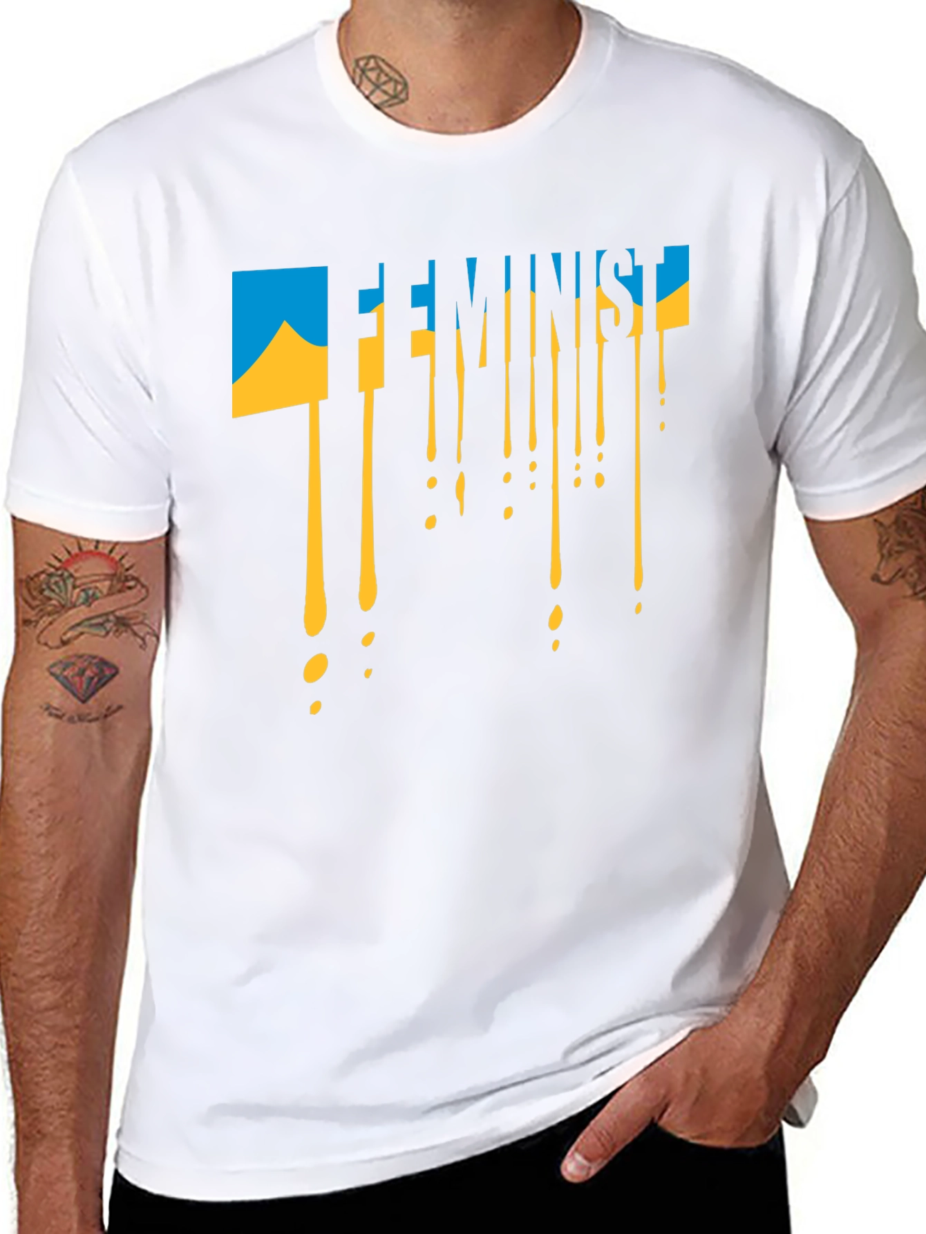 Feminist Ukraine Flag Drip T-Shirt