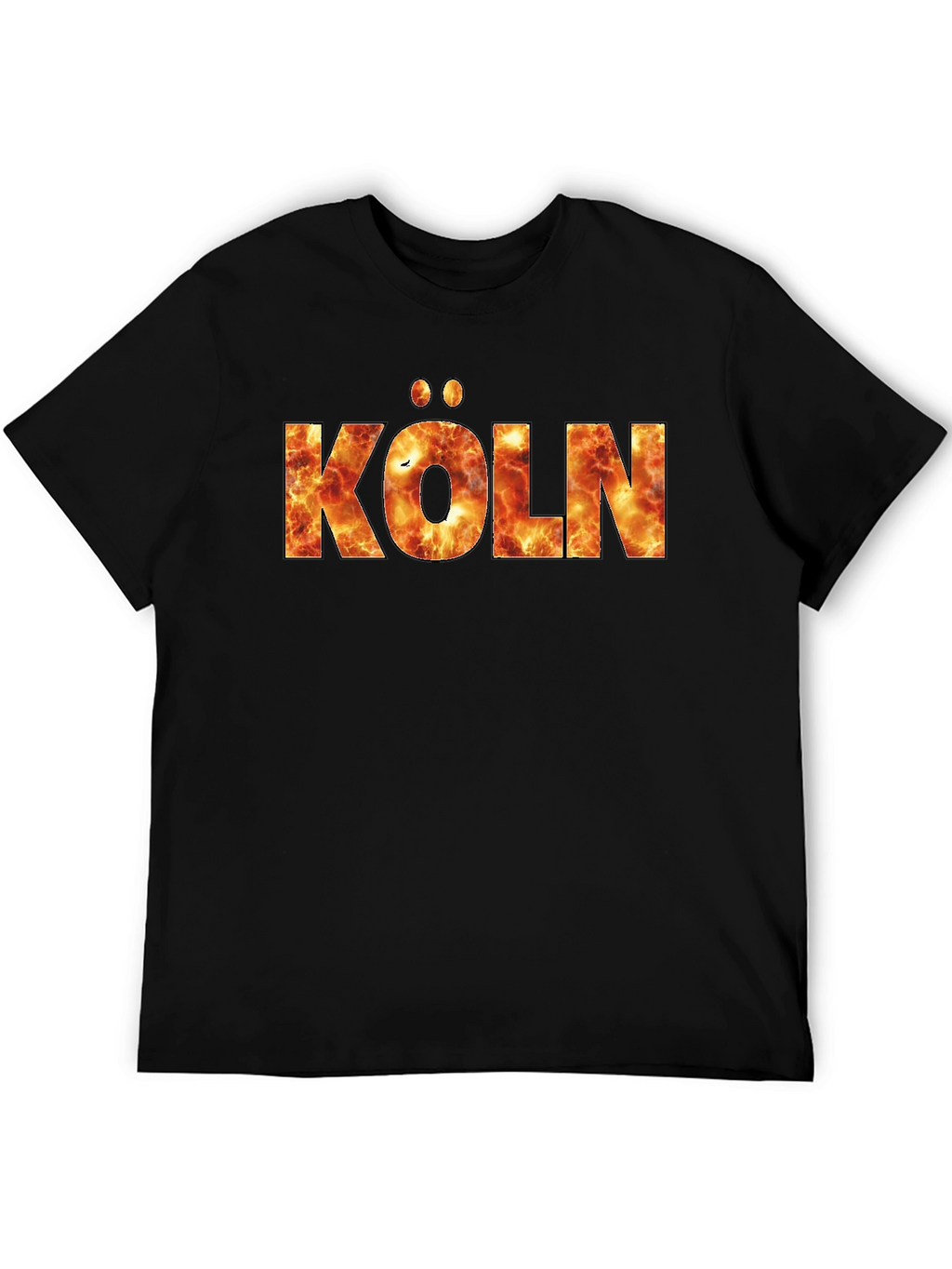 Köln Fire Print T-Shirt - Black Crew Neck
