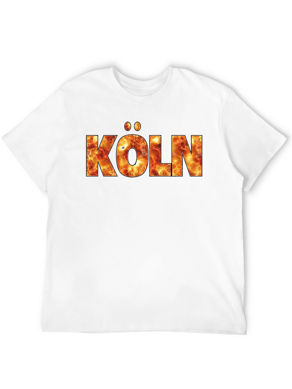 Köln Fire Print T-Shirt - Black Crew Neck
