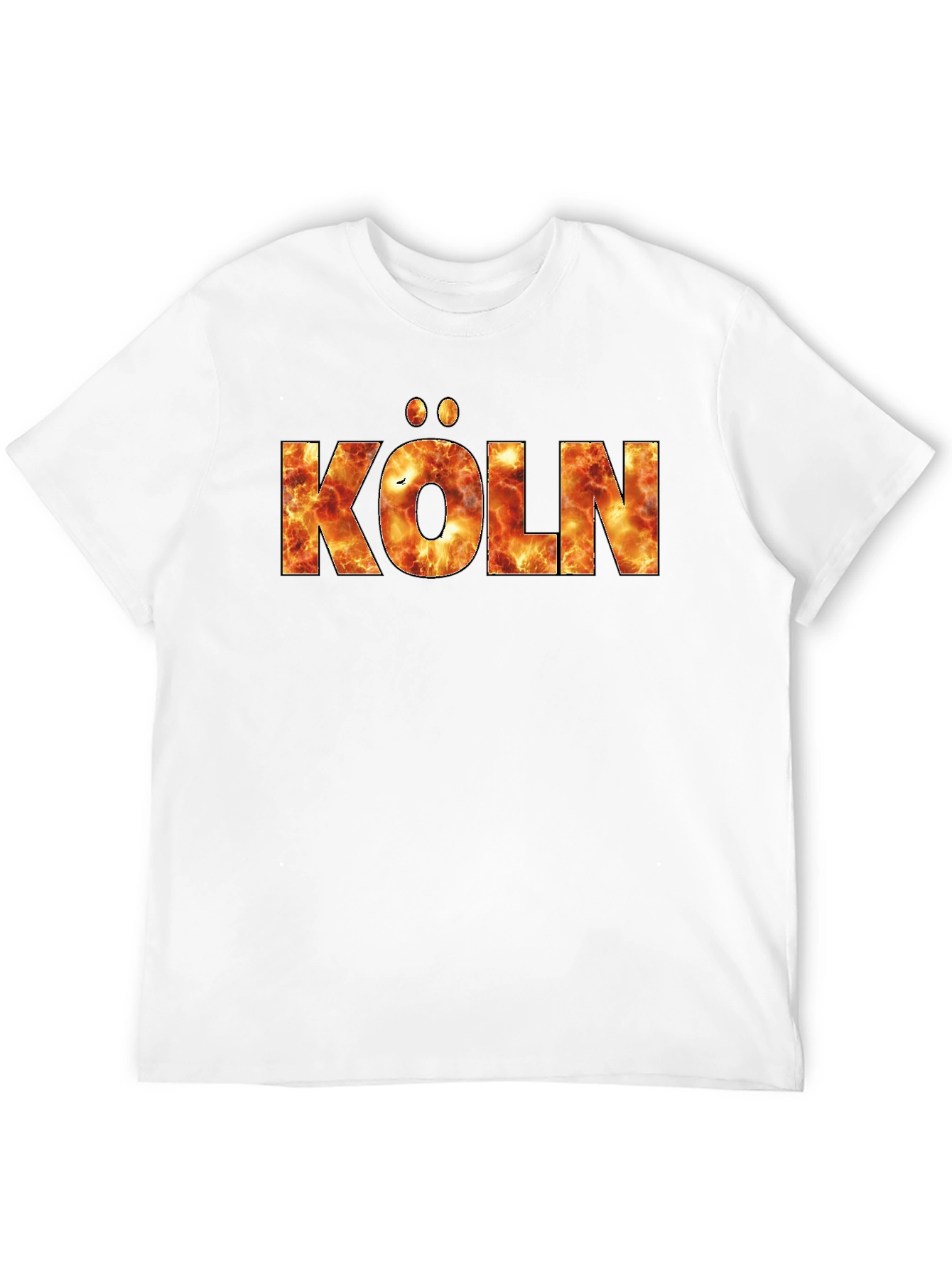 Köln Fire Print T-Shirt - Black Crew Neck