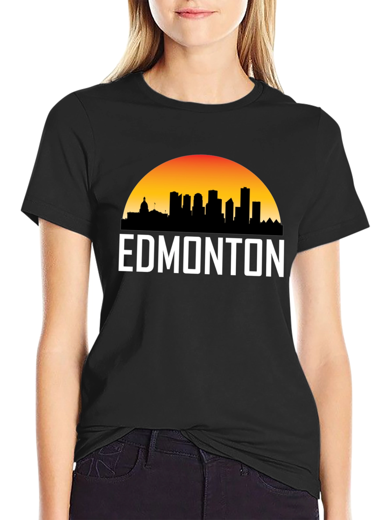 Edmonton Skyline T-Shirt - Cityscape Sunset Tee