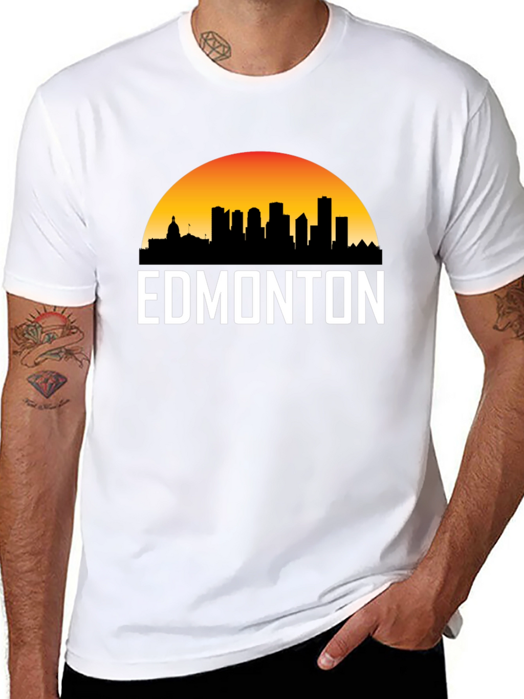 Edmonton Skyline T-Shirt - Cityscape Sunset Tee