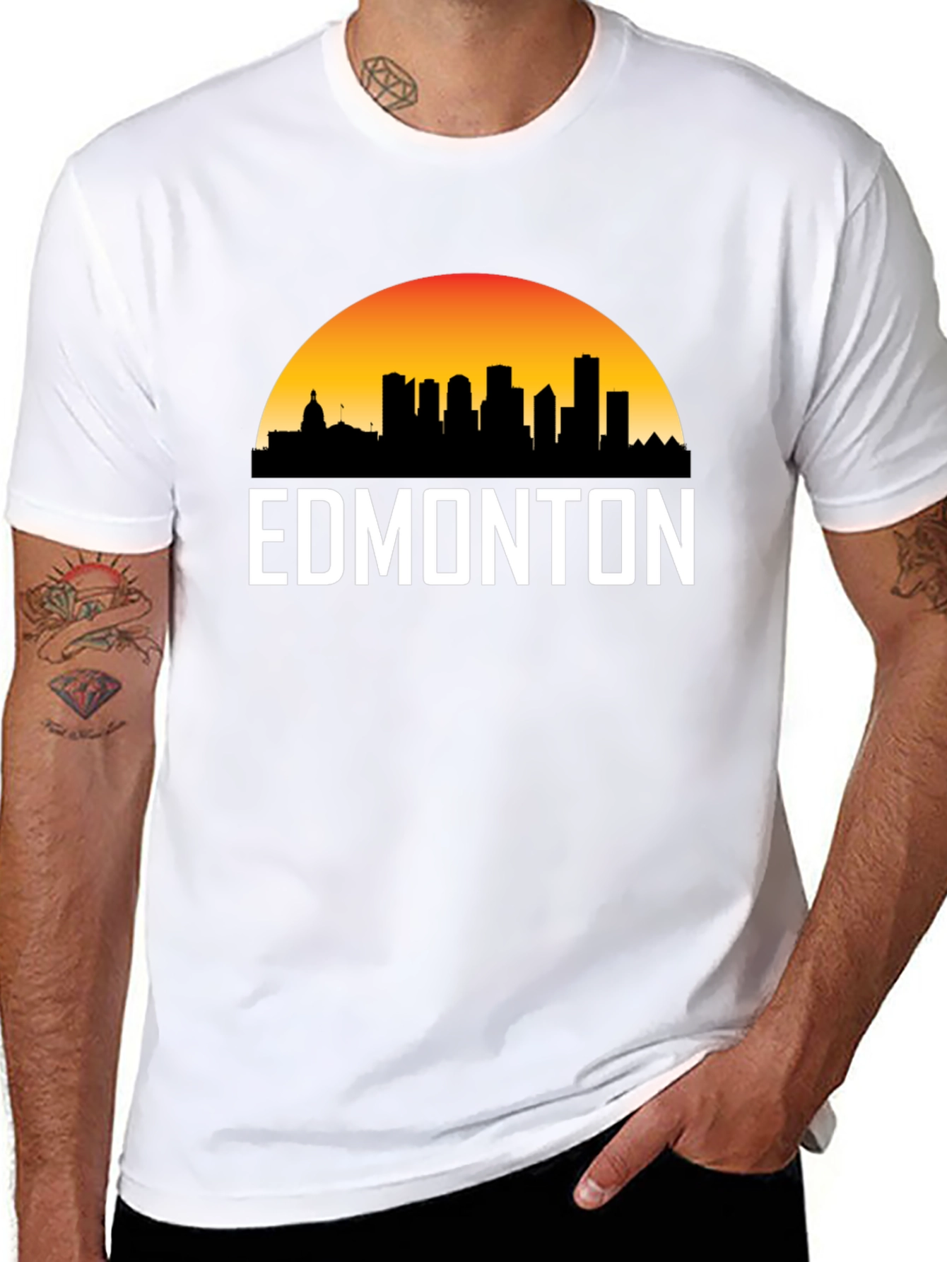 Edmonton Skyline T-Shirt - Cityscape Sunset Tee