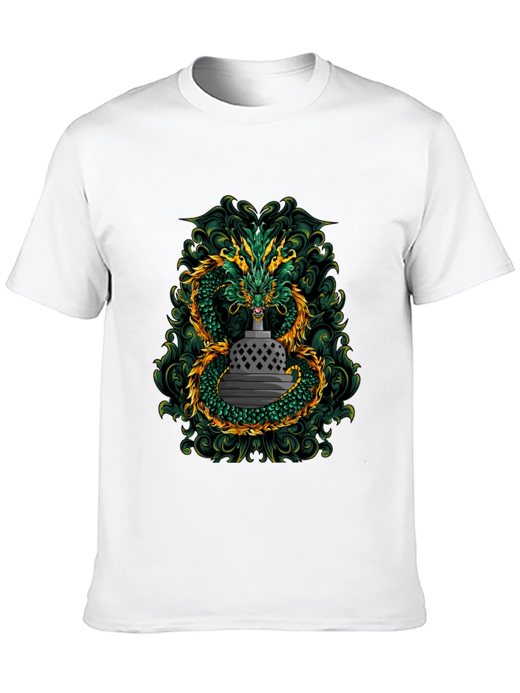Dragon & Temple Graphic Tee - Black Cotton Blend