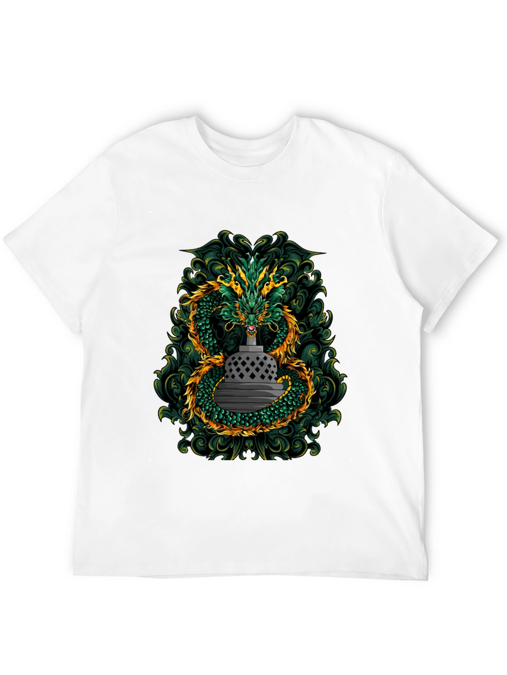 Dragon & Temple Graphic Tee - Black Cotton Blend