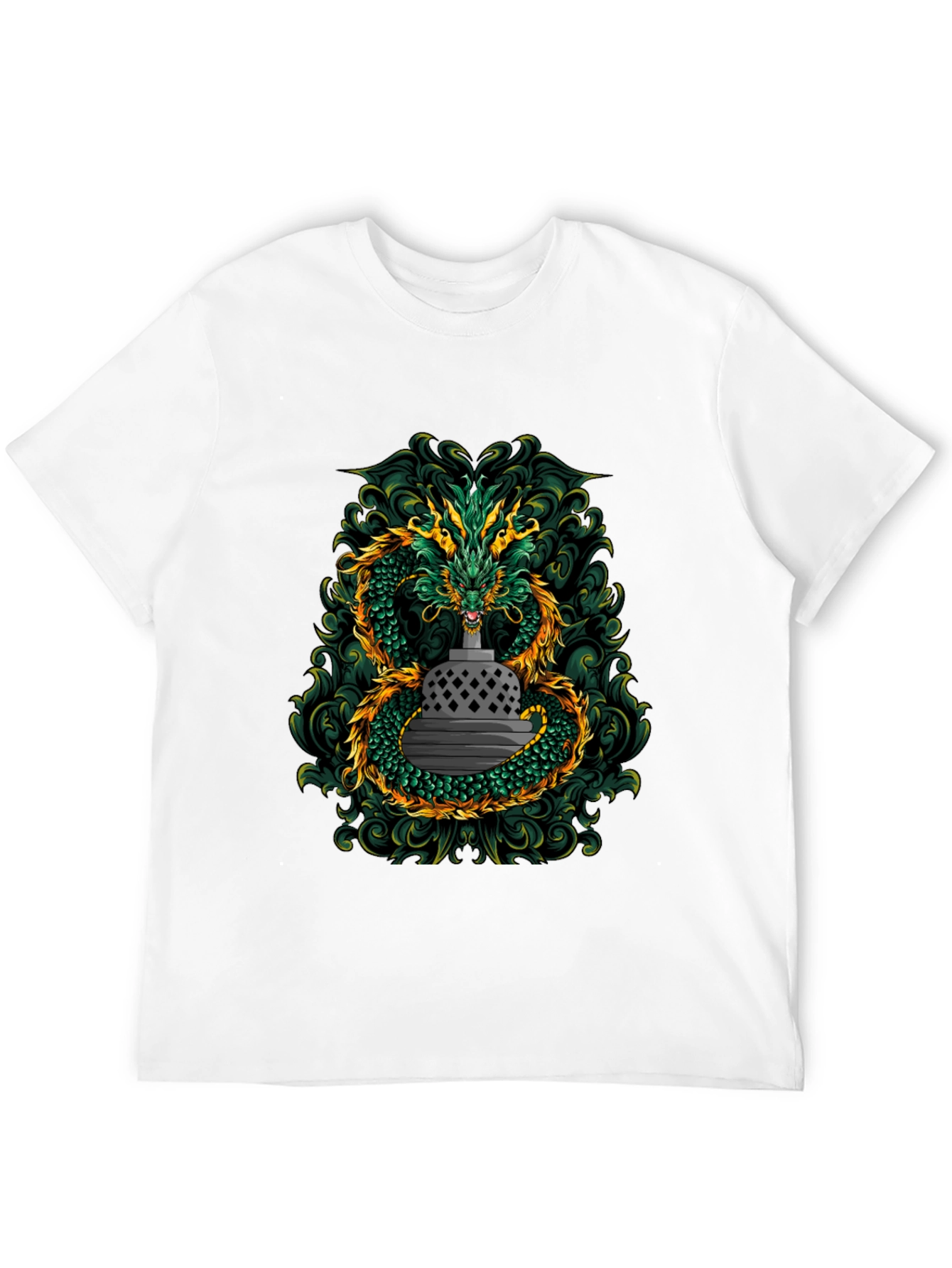 Dragon & Temple Graphic Tee - Black Cotton Blend