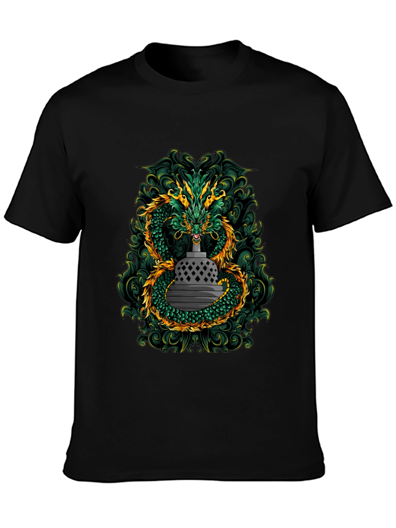 Dragon & Temple Graphic Tee - Black Cotton Blend