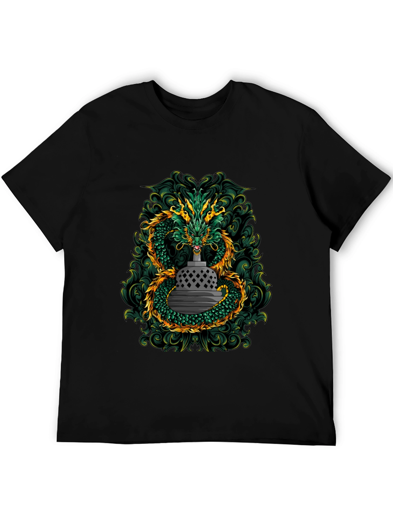 Dragon & Temple Graphic Tee - Black Cotton Blend