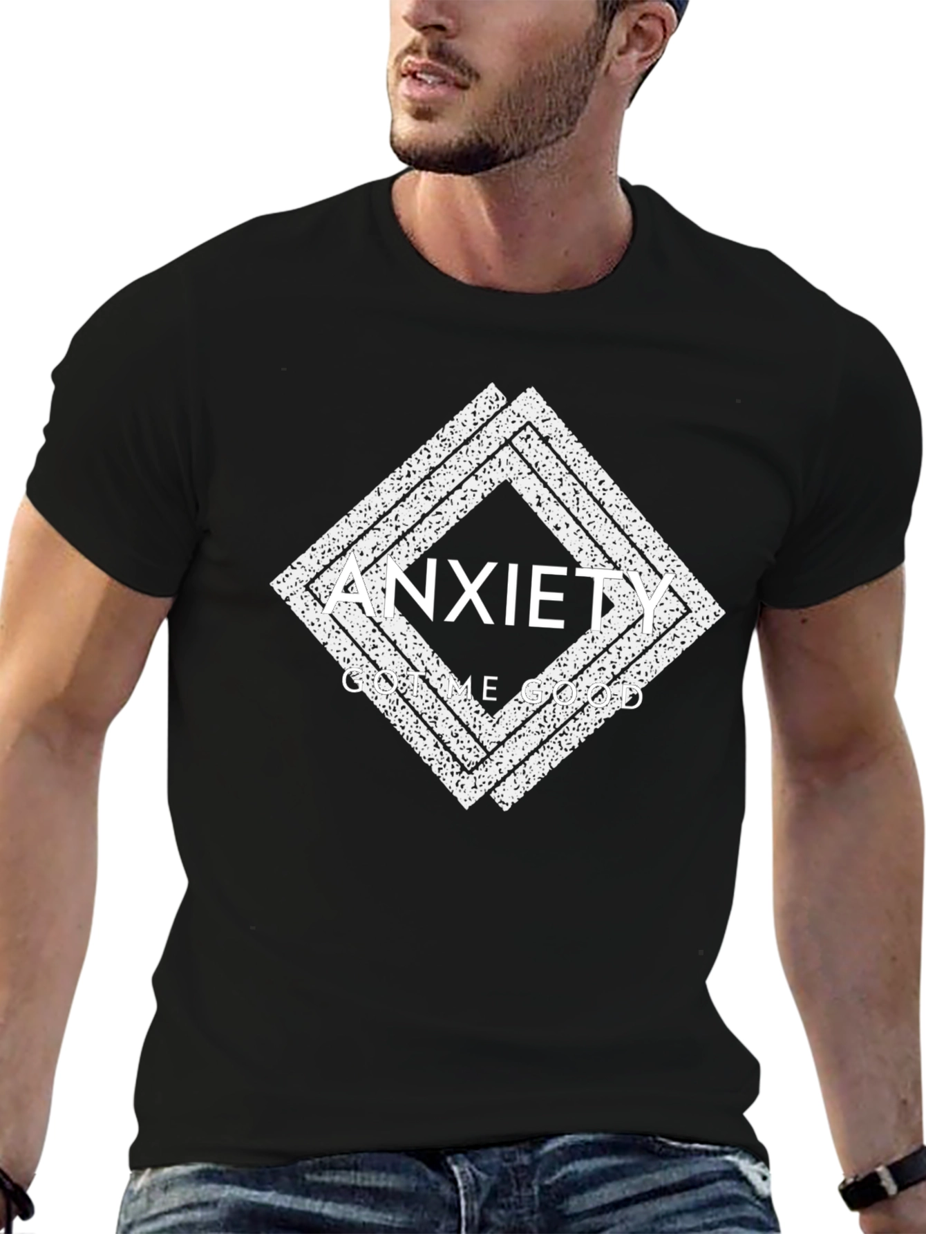 Anxiety Controls Me Mens Black Graphic T-Shirt