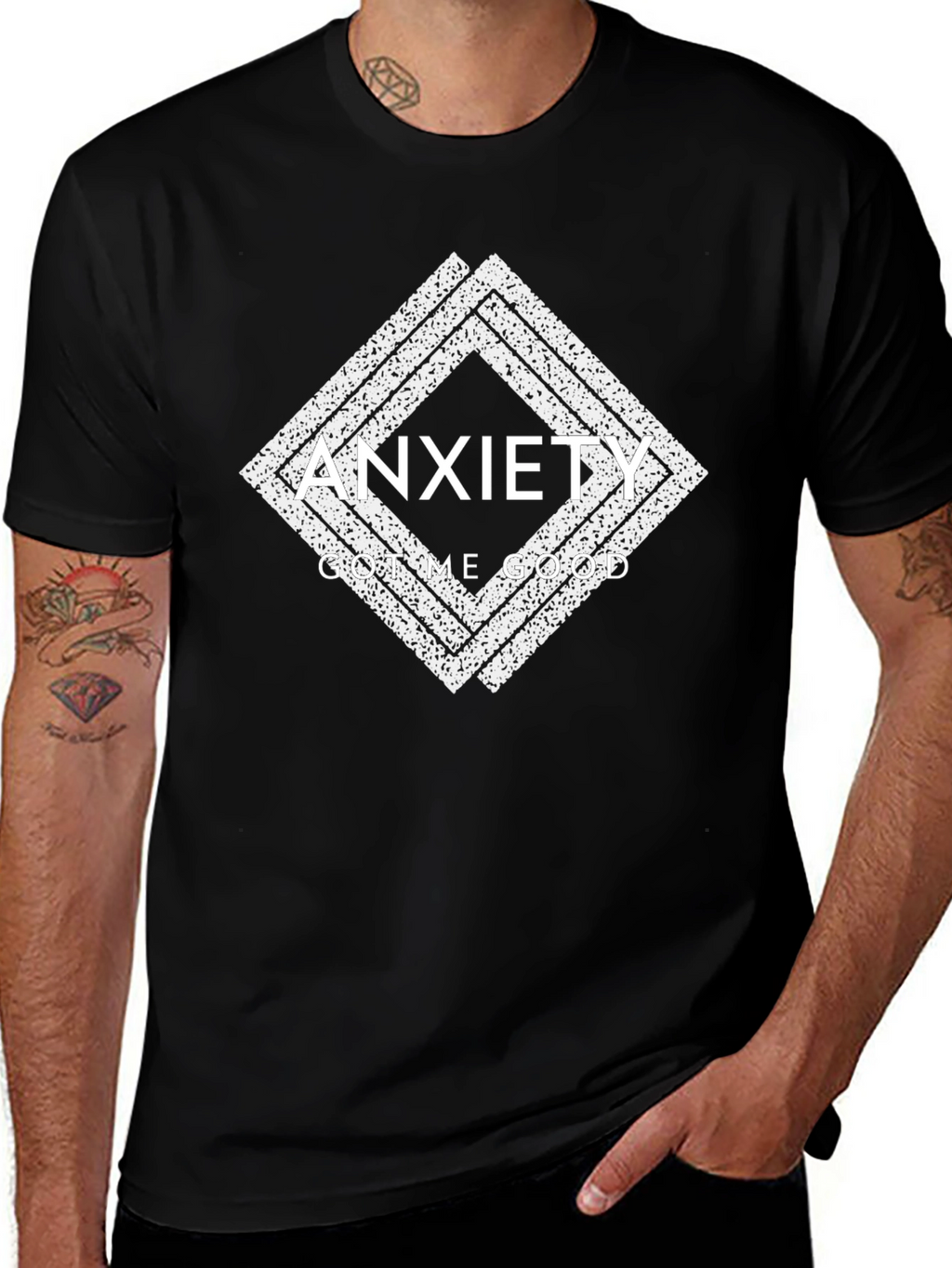 Anxiety Controls Me Mens Black Graphic T-Shirt