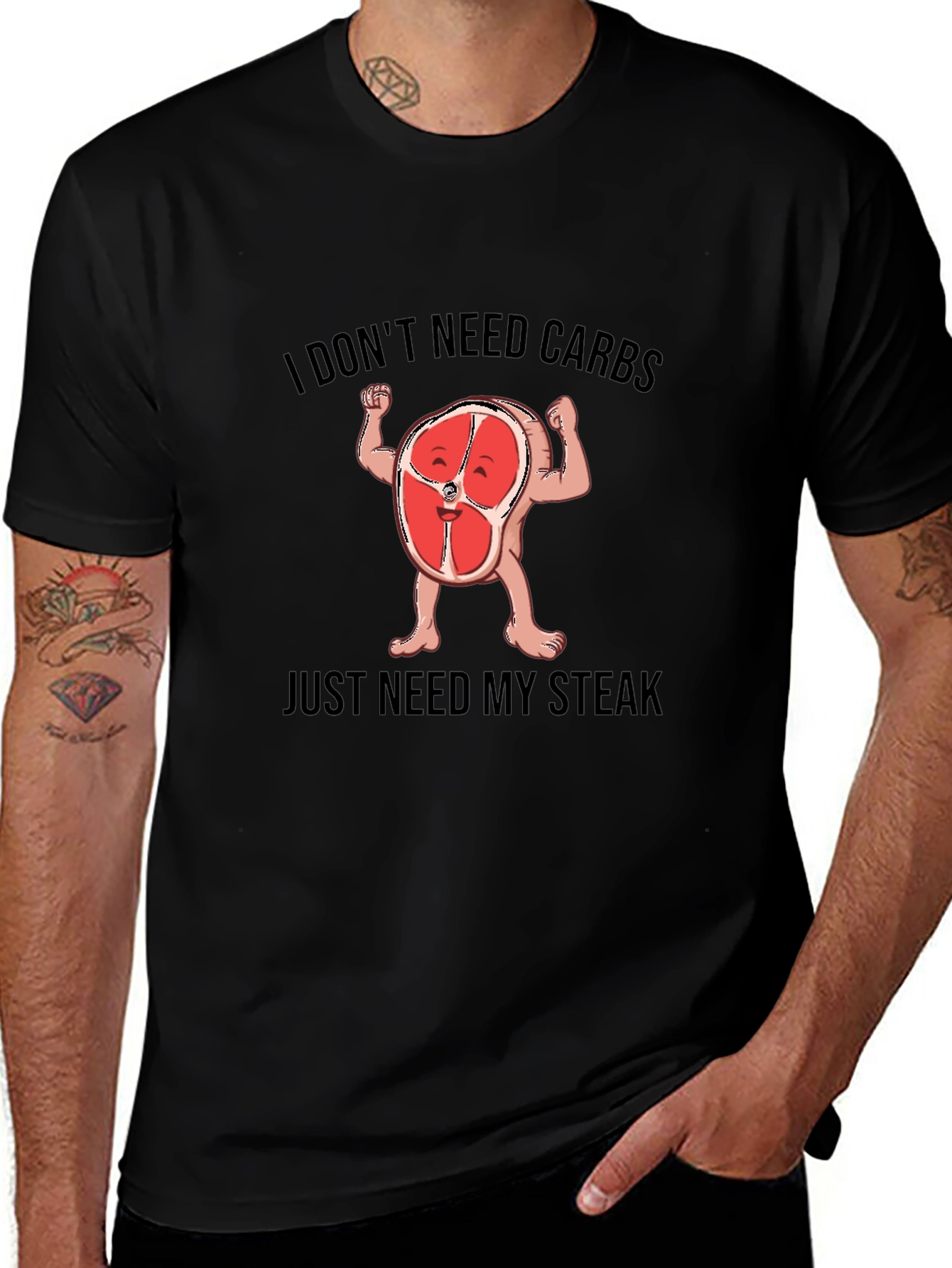 Funny Steak Lover T-Shirt - I Dont Need Carbs Graphic Tee