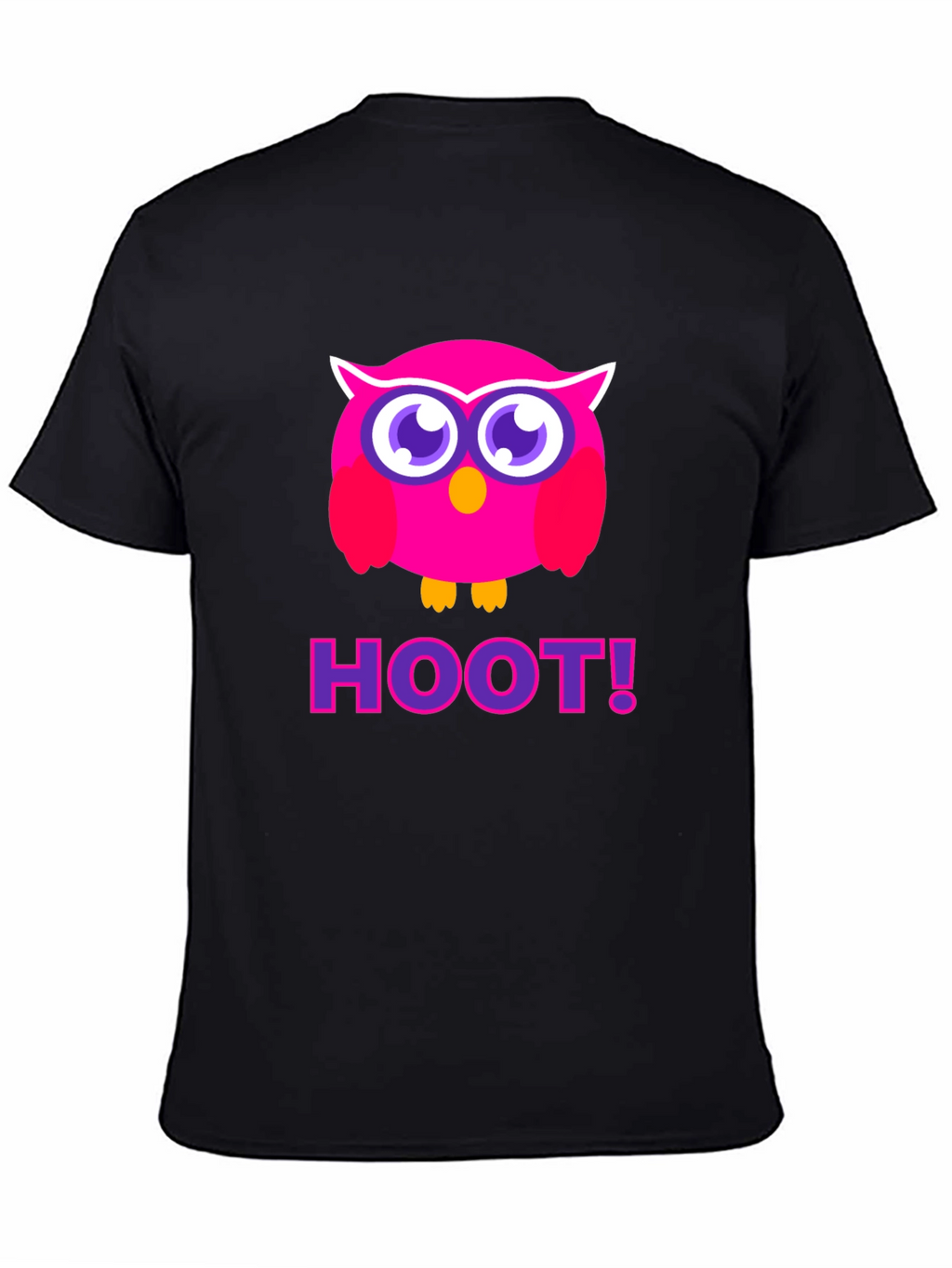 Pink Owl Hoot T-Shirt - Black Cotton Tee
