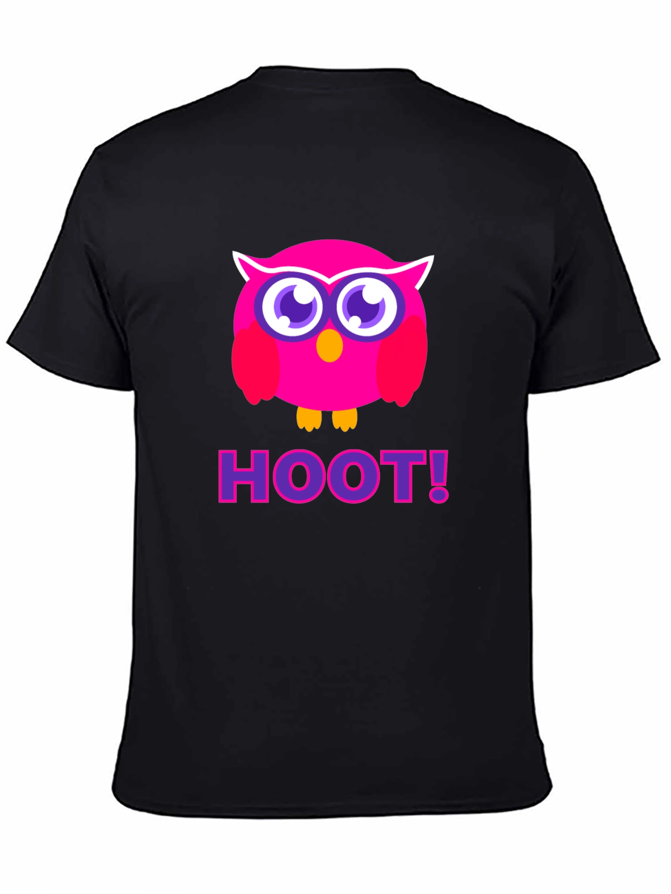 Pink Owl Hoot T-Shirt - Black Cotton Tee