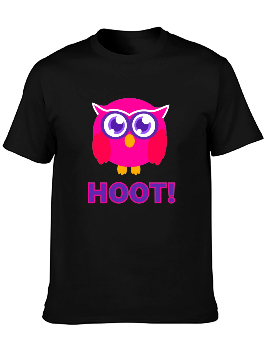 Pink Owl Hoot T-Shirt - Black Cotton Tee