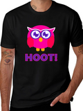 Pink Owl Hoot T-Shirt - Black Cotton Tee