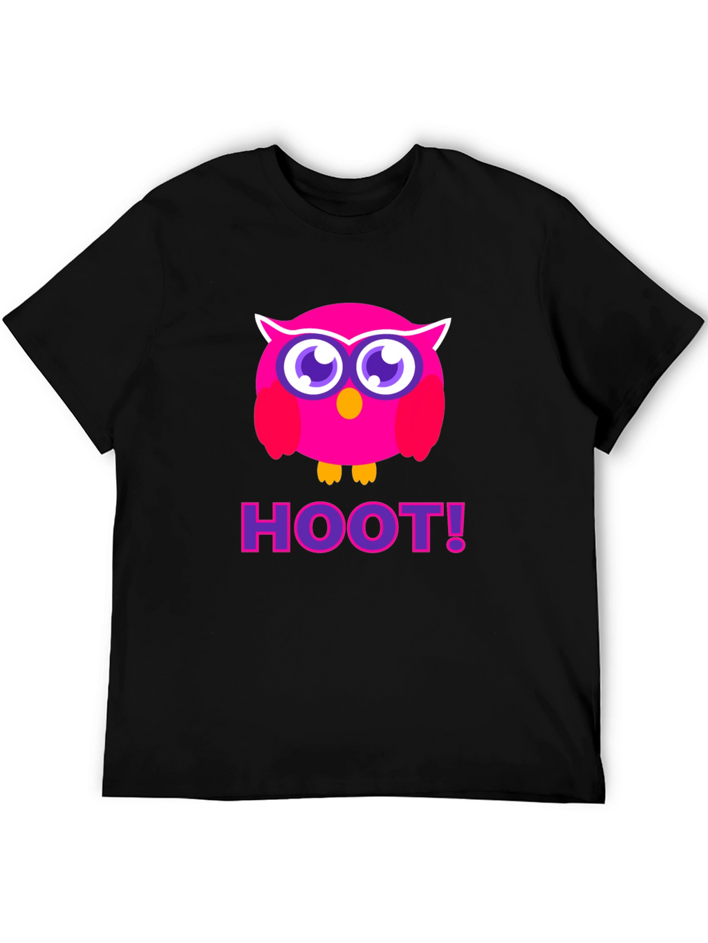 Pink Owl Hoot T-Shirt - Black Cotton Tee