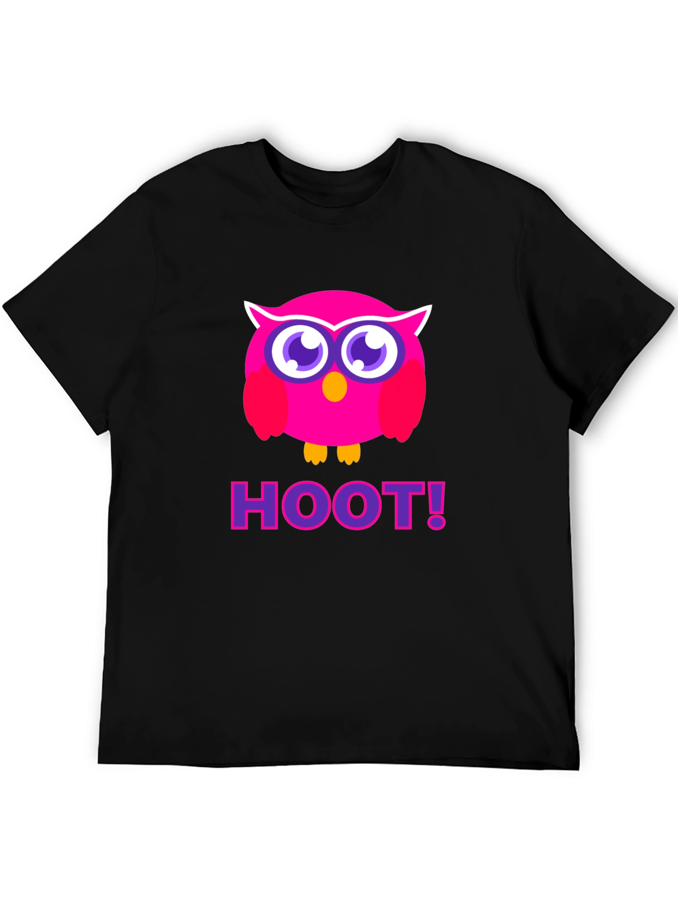 Pink Owl Hoot T-Shirt - Black Cotton Tee