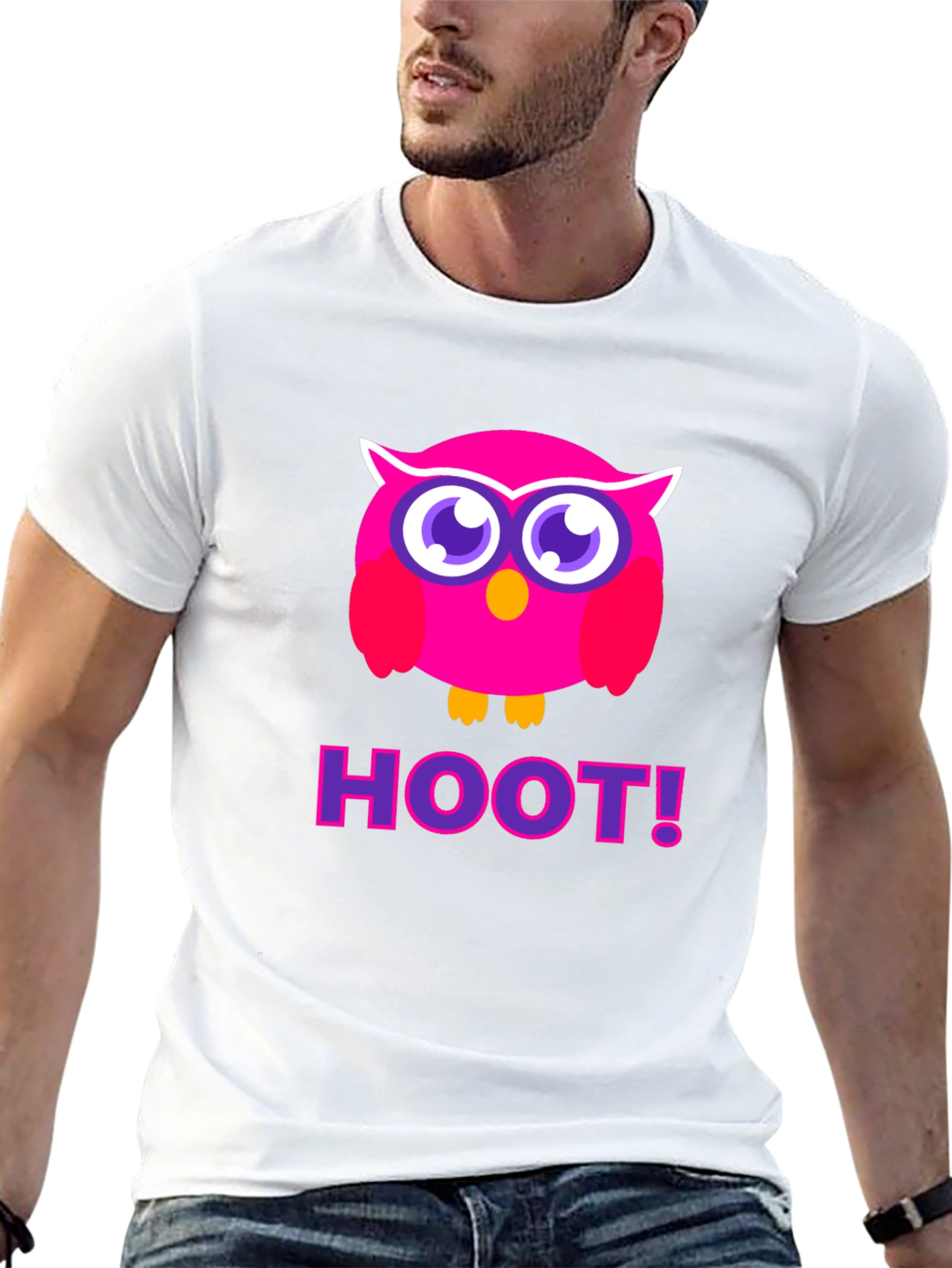 Pink Owl Hoot T-Shirt - Black Cotton Tee