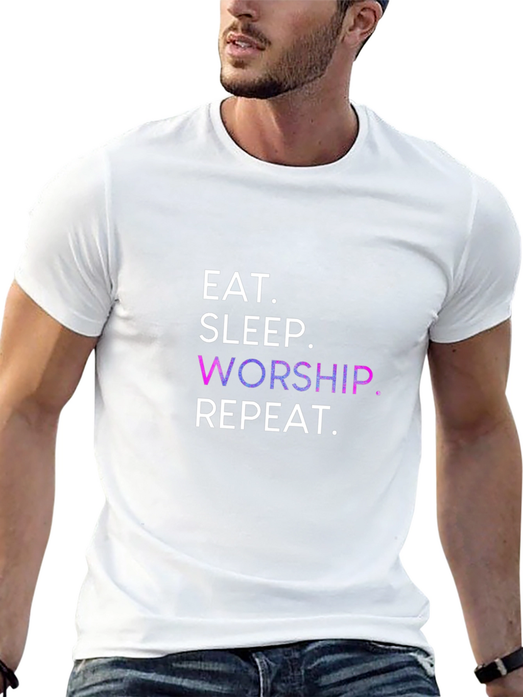 Eat Sleep Worship Repeat Black T-Shirt