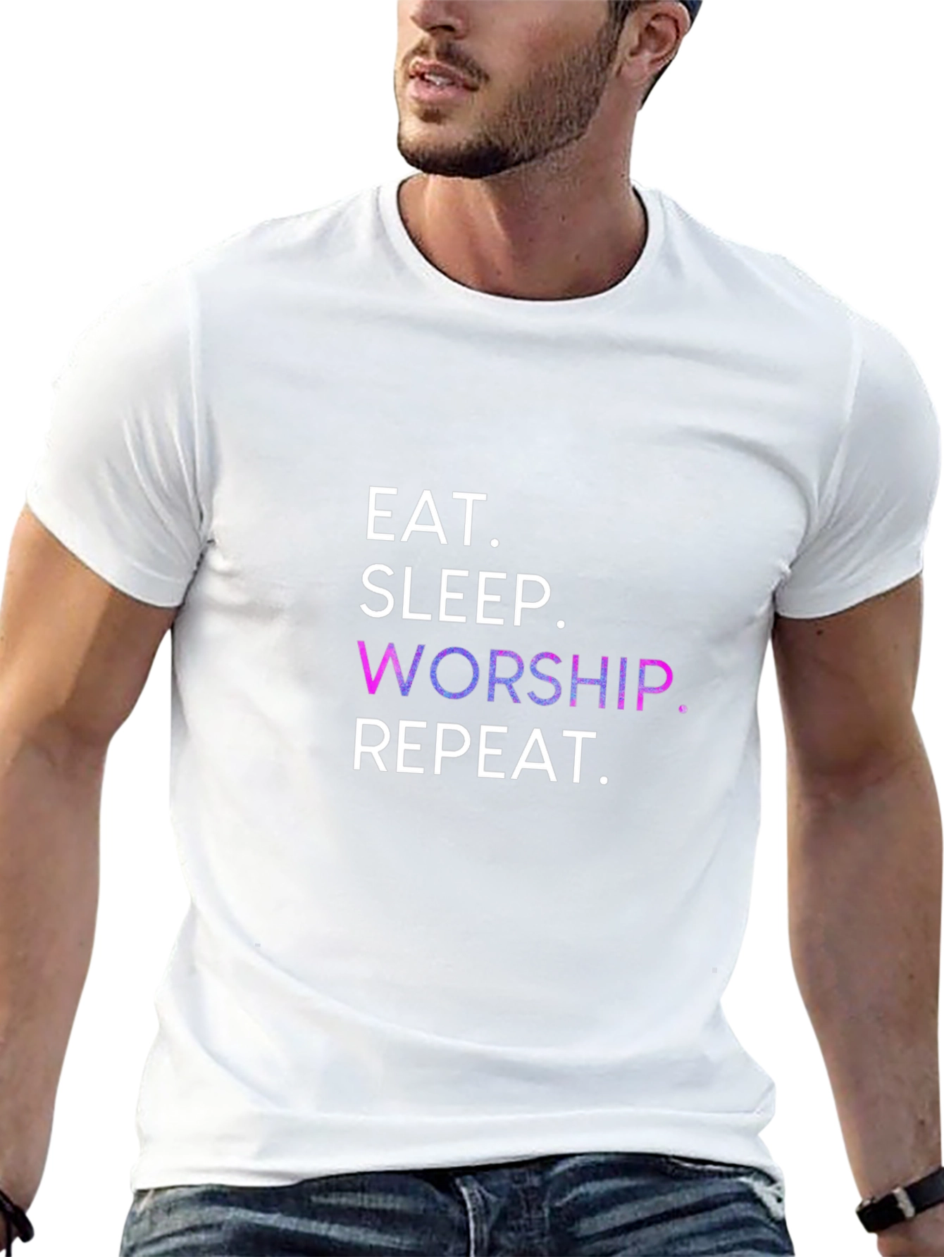 Eat Sleep Worship Repeat Black T-Shirt