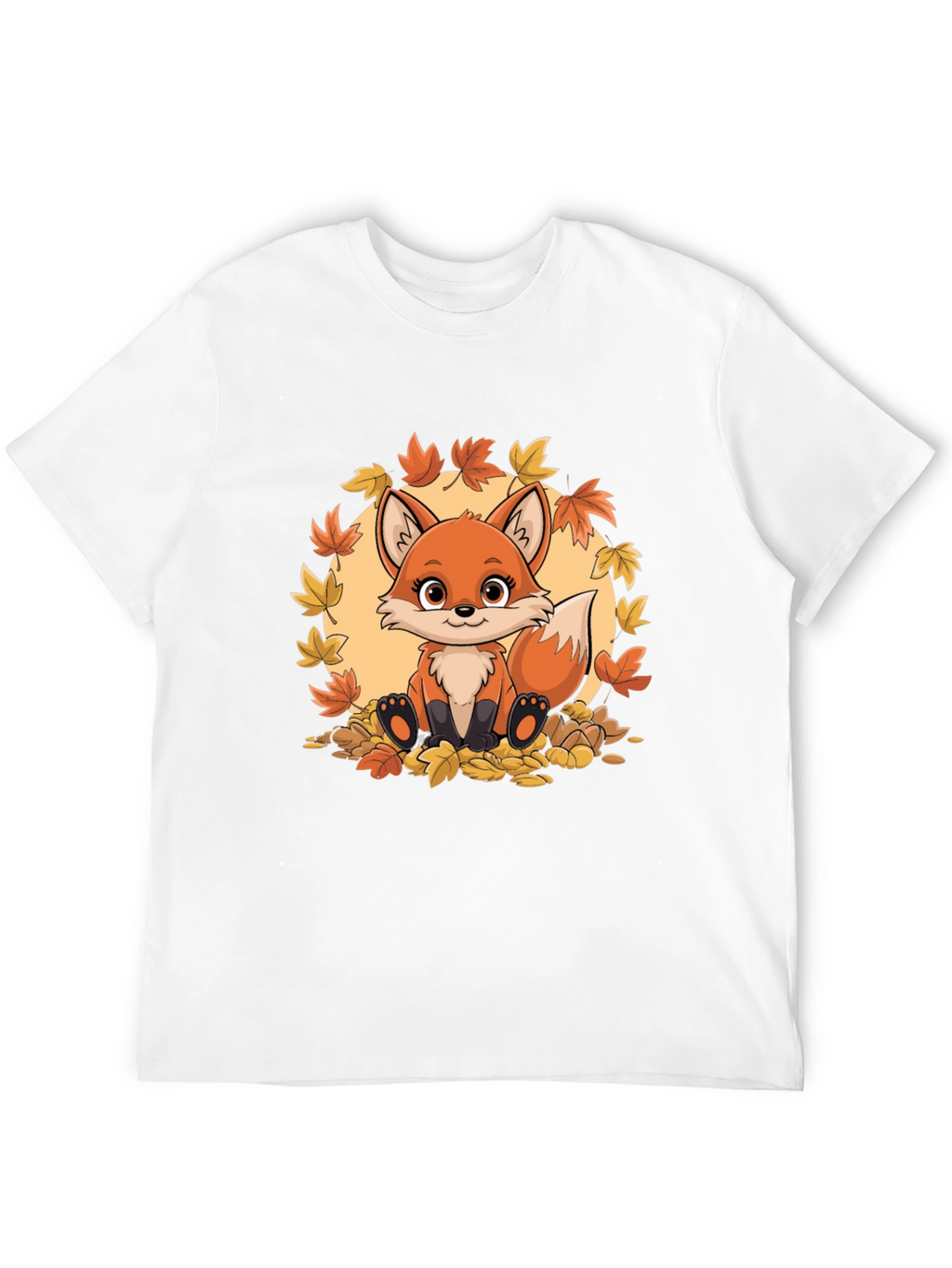 Cute Fox Autumn Leaves Graphic T-Shirt