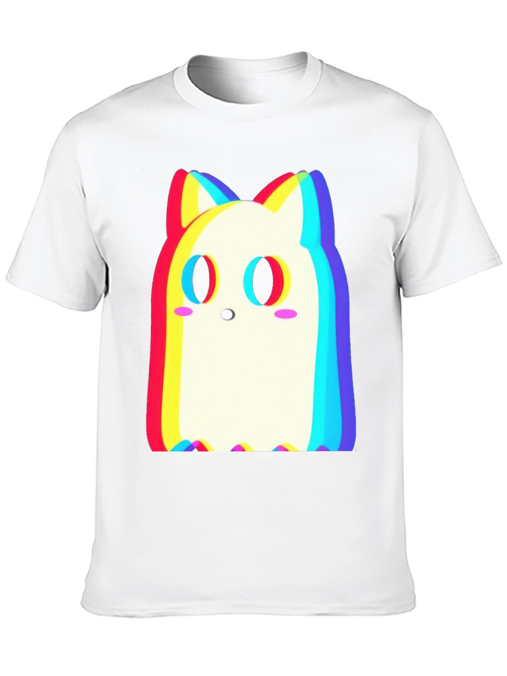 Cute Ghost Cat T-Shirt - Glitch Style